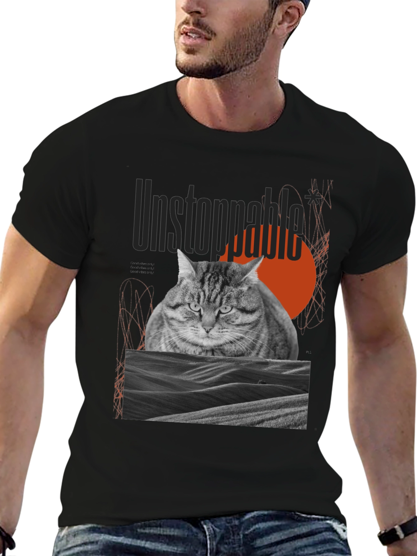 Unstoppable Cat Graphic Tee - Premium Cotton Blend