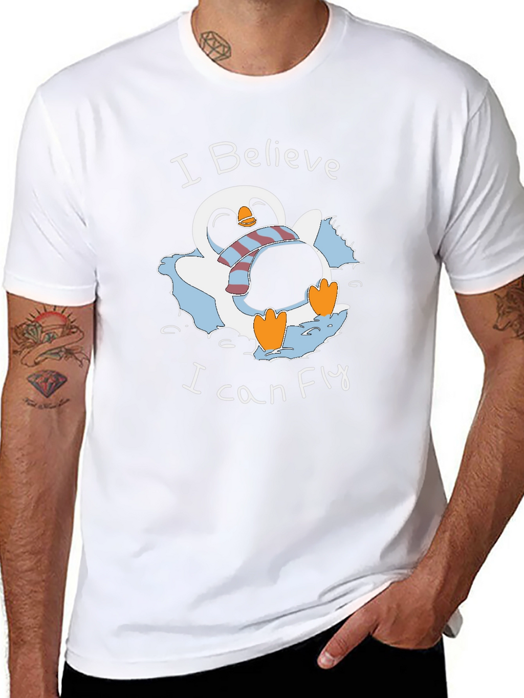 I Believe I Can Fly Penguin Graphic T-Shirt