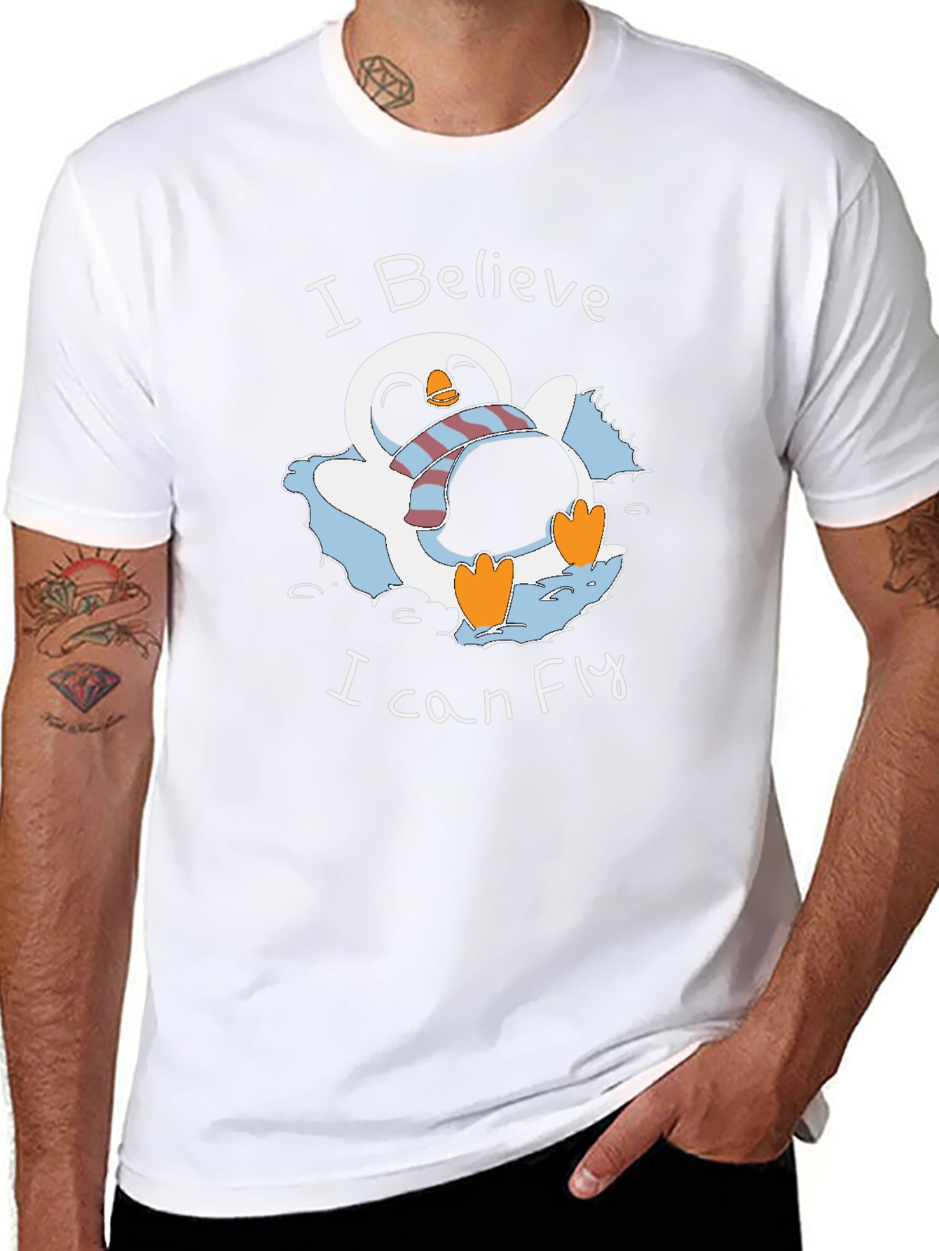 I Believe I Can Fly Penguin Graphic T-Shirt