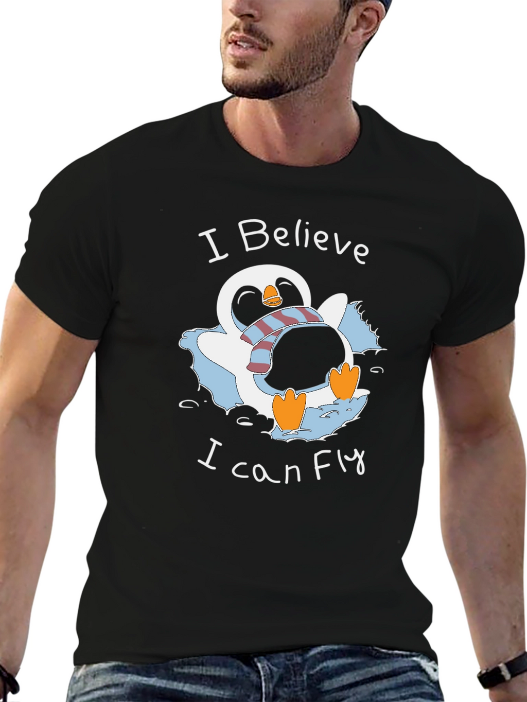 I Believe I Can Fly Penguin Graphic T-Shirt