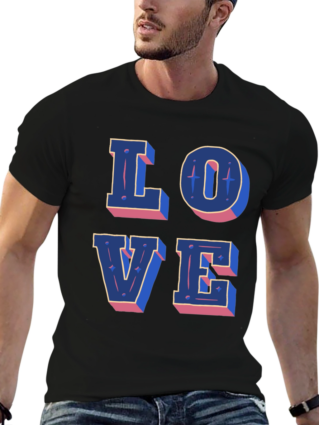 Love Graphic Print Black Casual T-Shirt