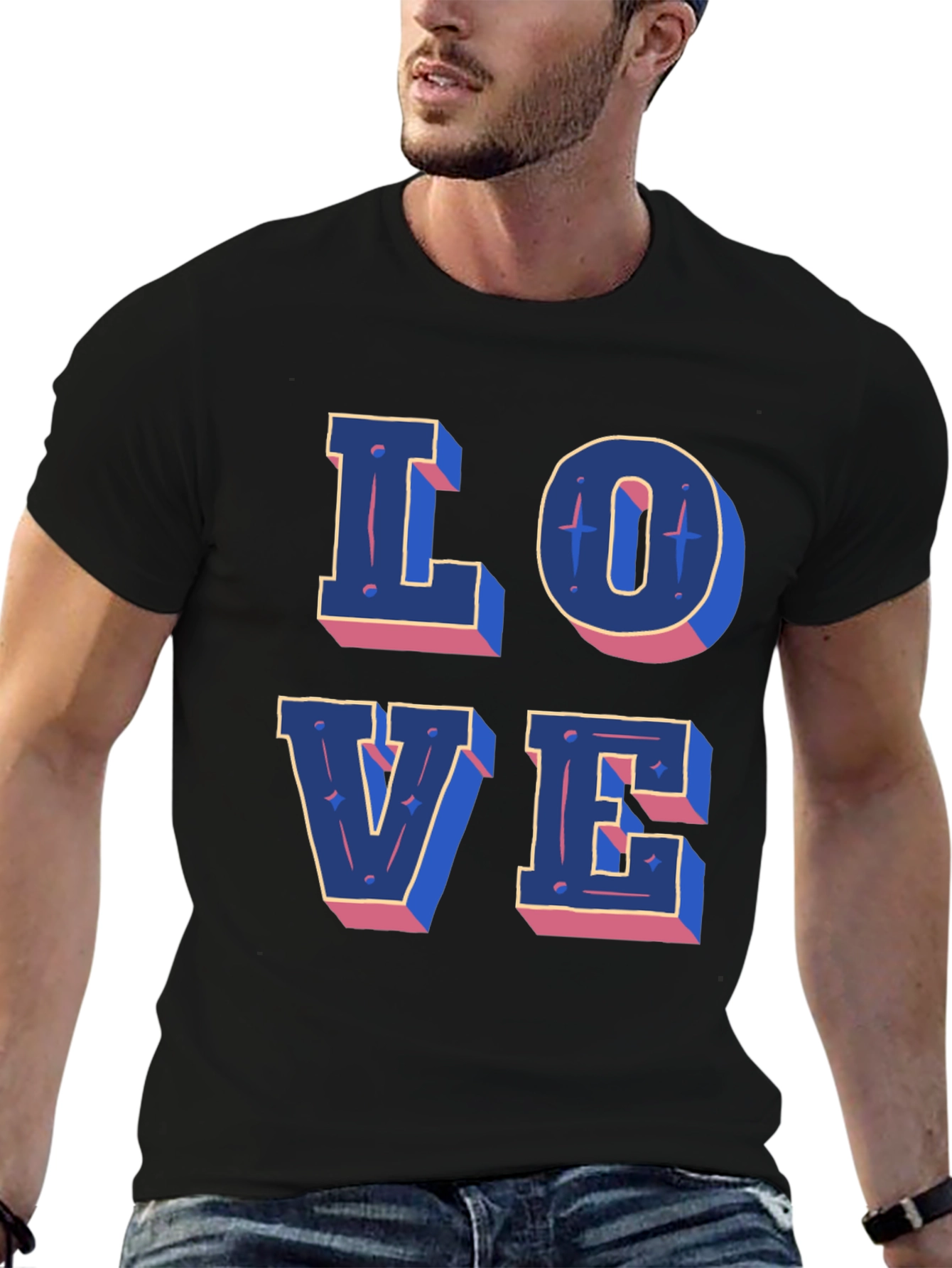 Love Graphic Print Black Casual T-Shirt