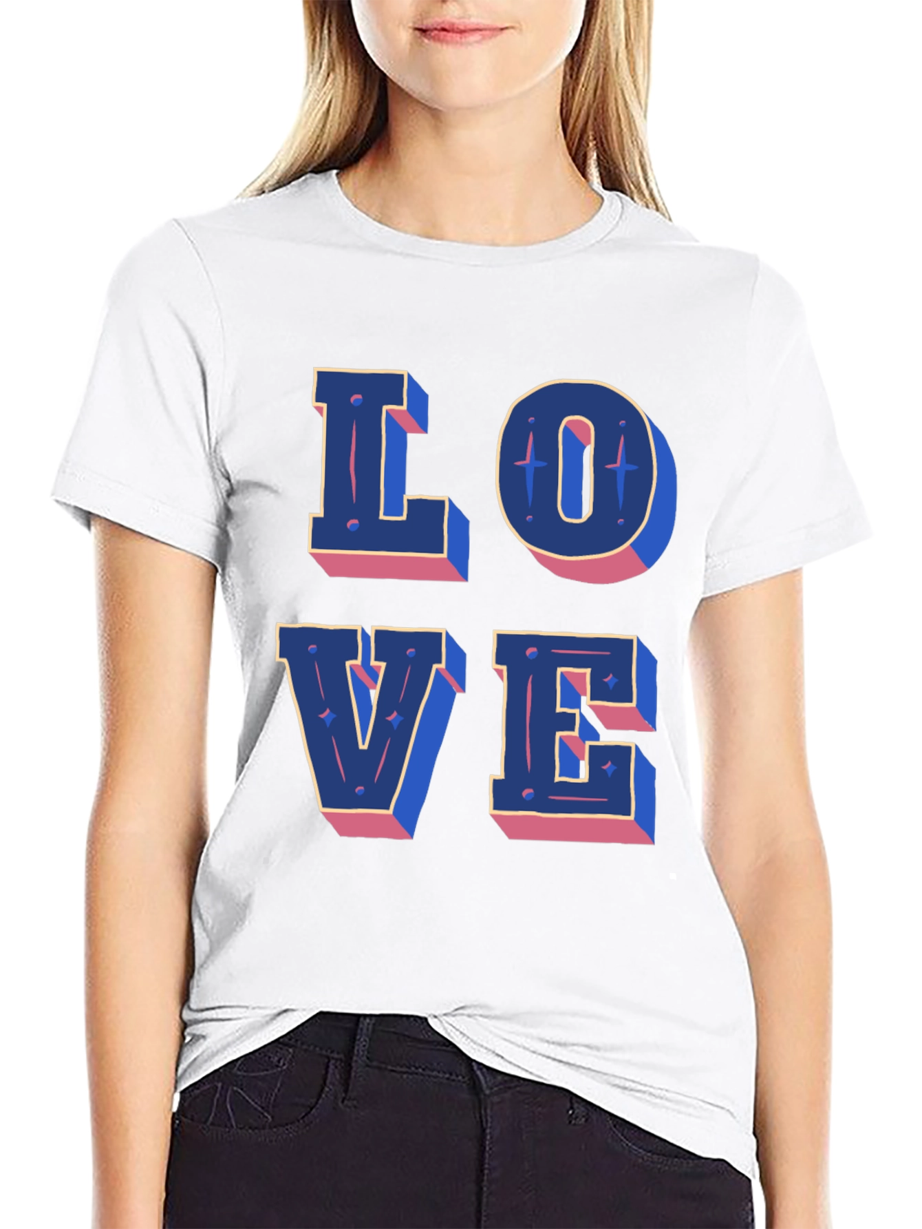 Love Graphic Print Black Casual T-Shirt