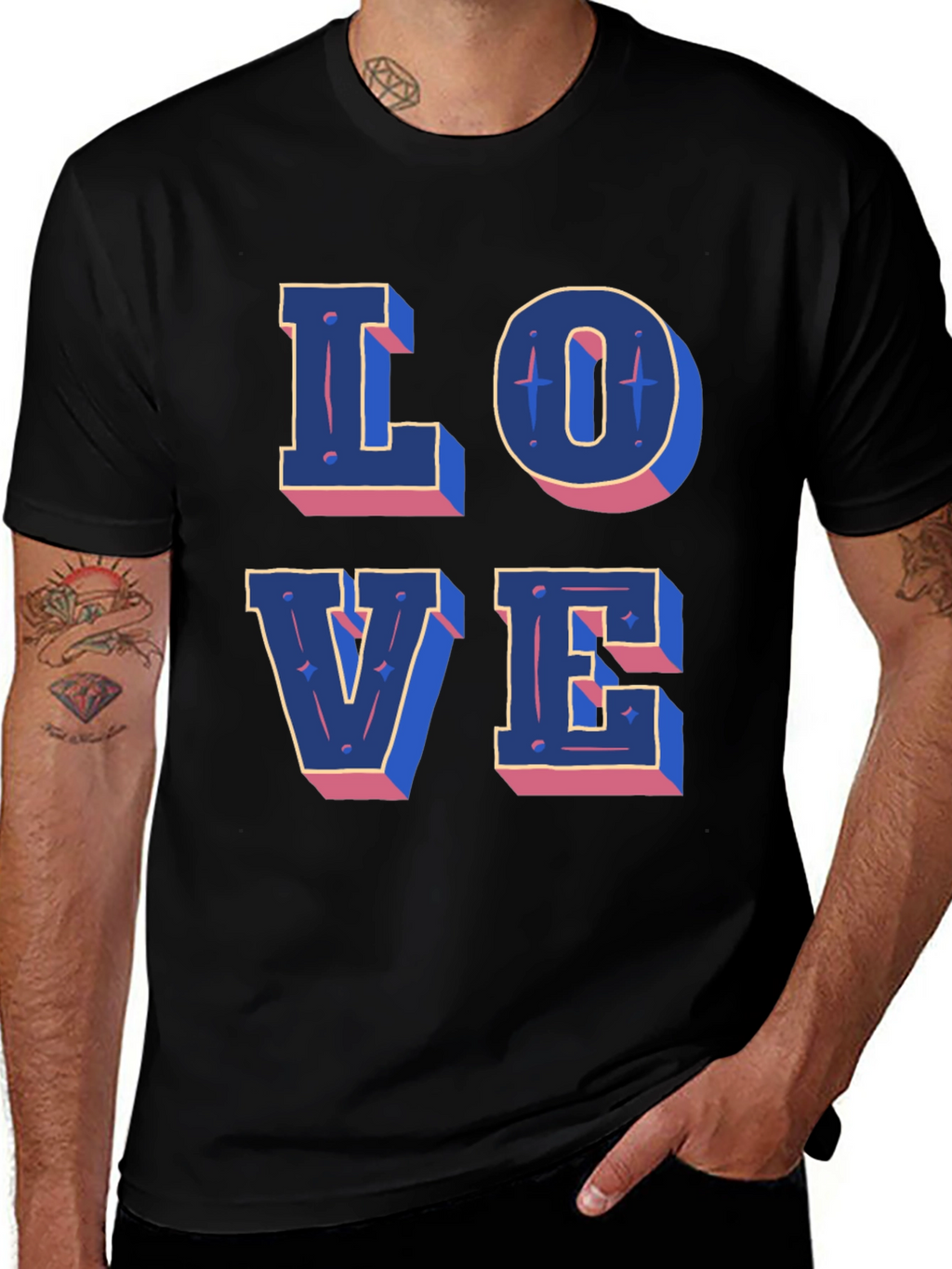 Love Graphic Print Black Casual T-Shirt