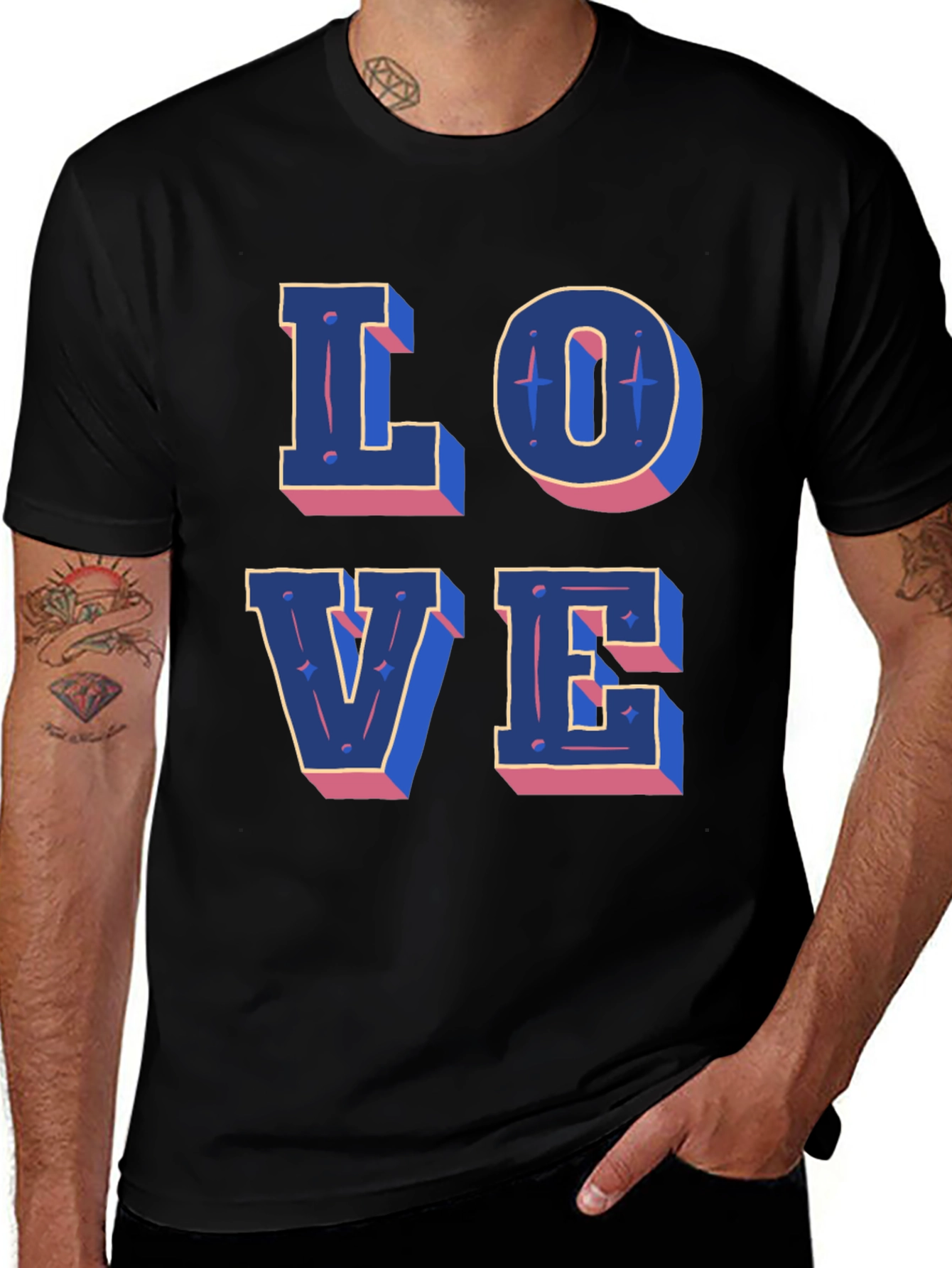 Love Graphic Print Black Casual T-Shirt