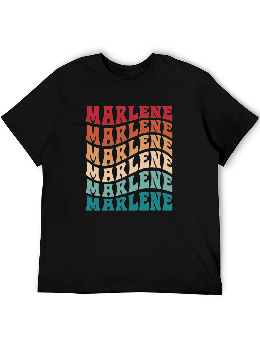 Marlene Retro Wavy Text Black Tee