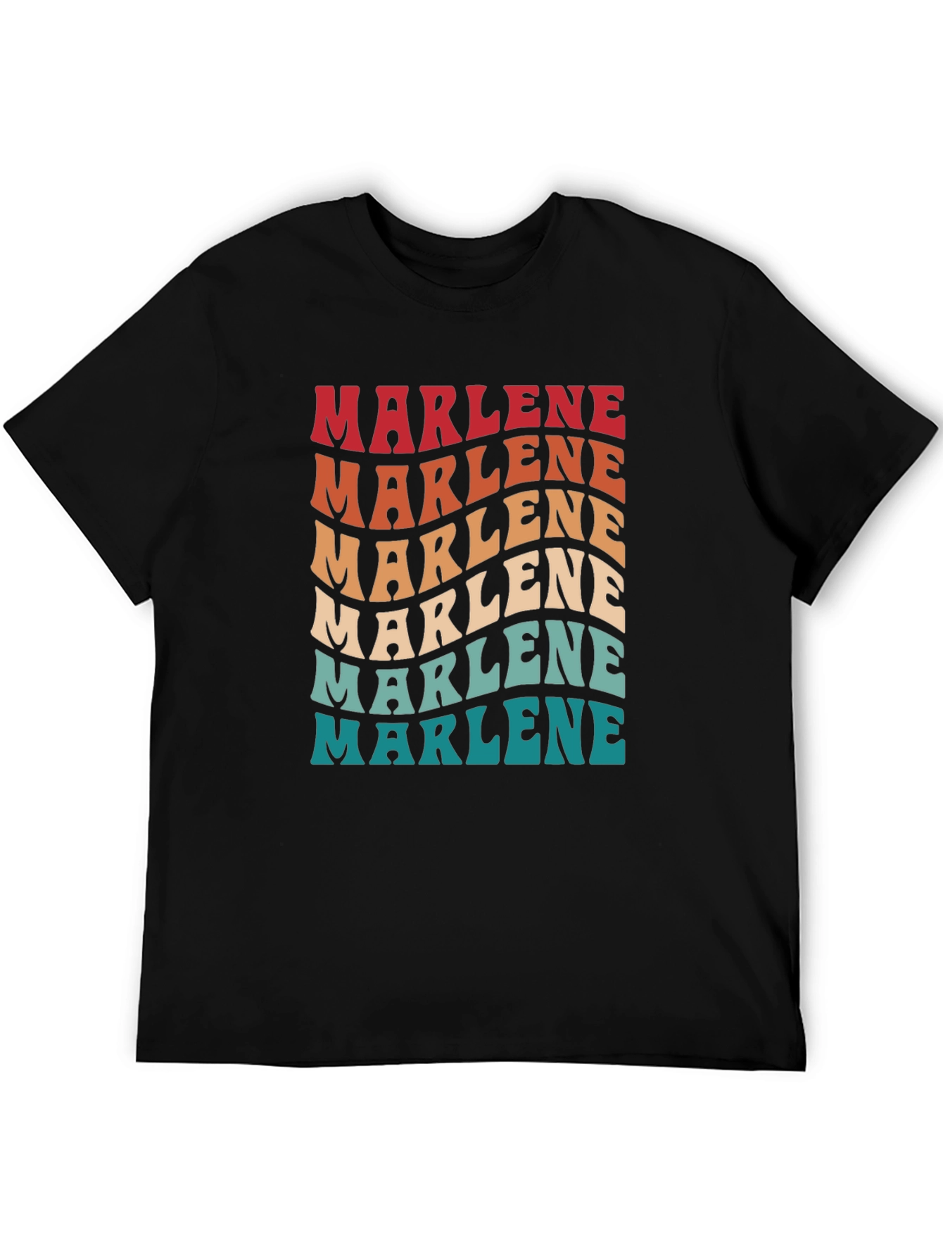 Marlene Retro Wavy Text Black Tee