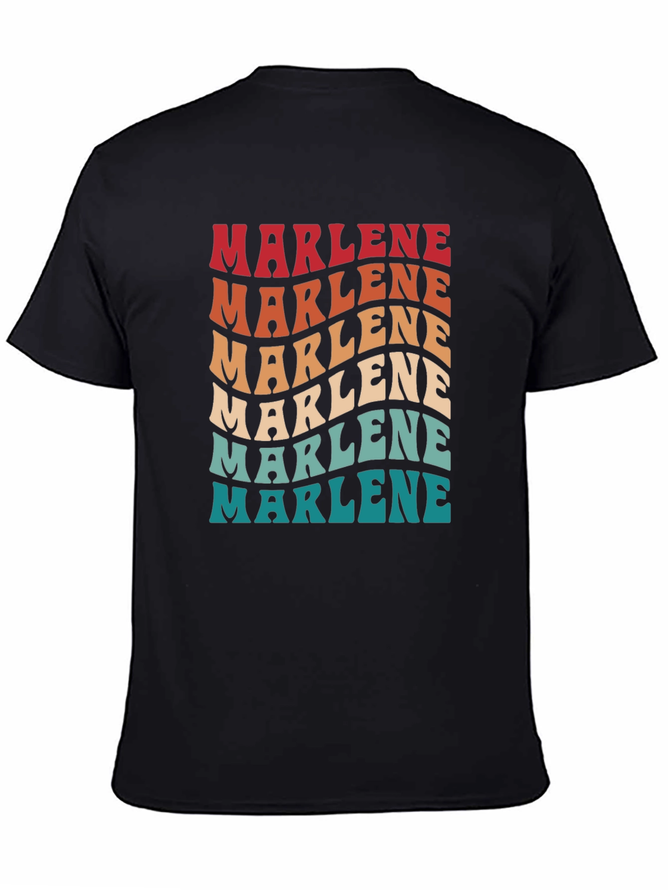 Marlene Retro Wavy Text Black Tee