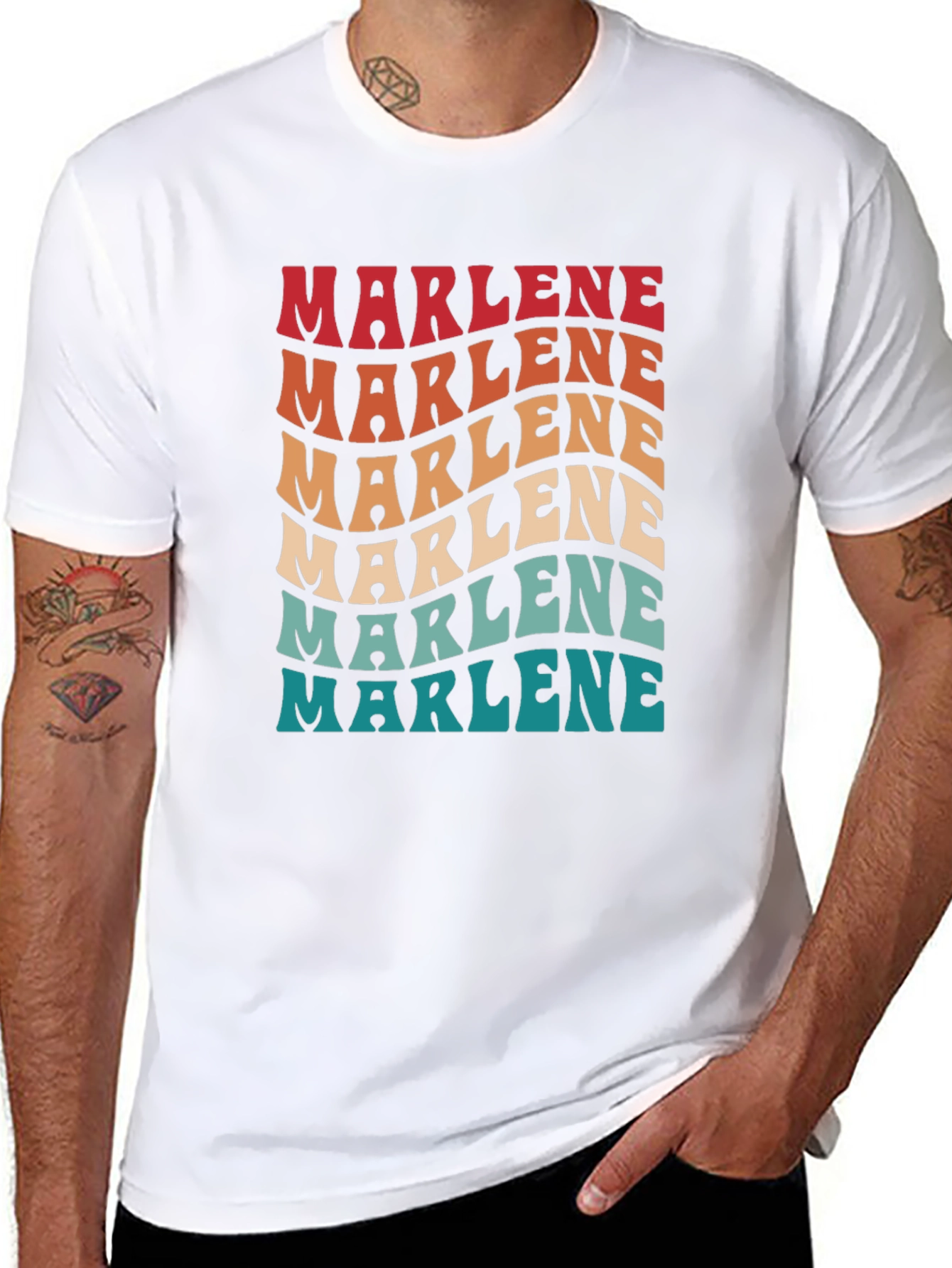 Marlene Retro Wavy Text Black Tee