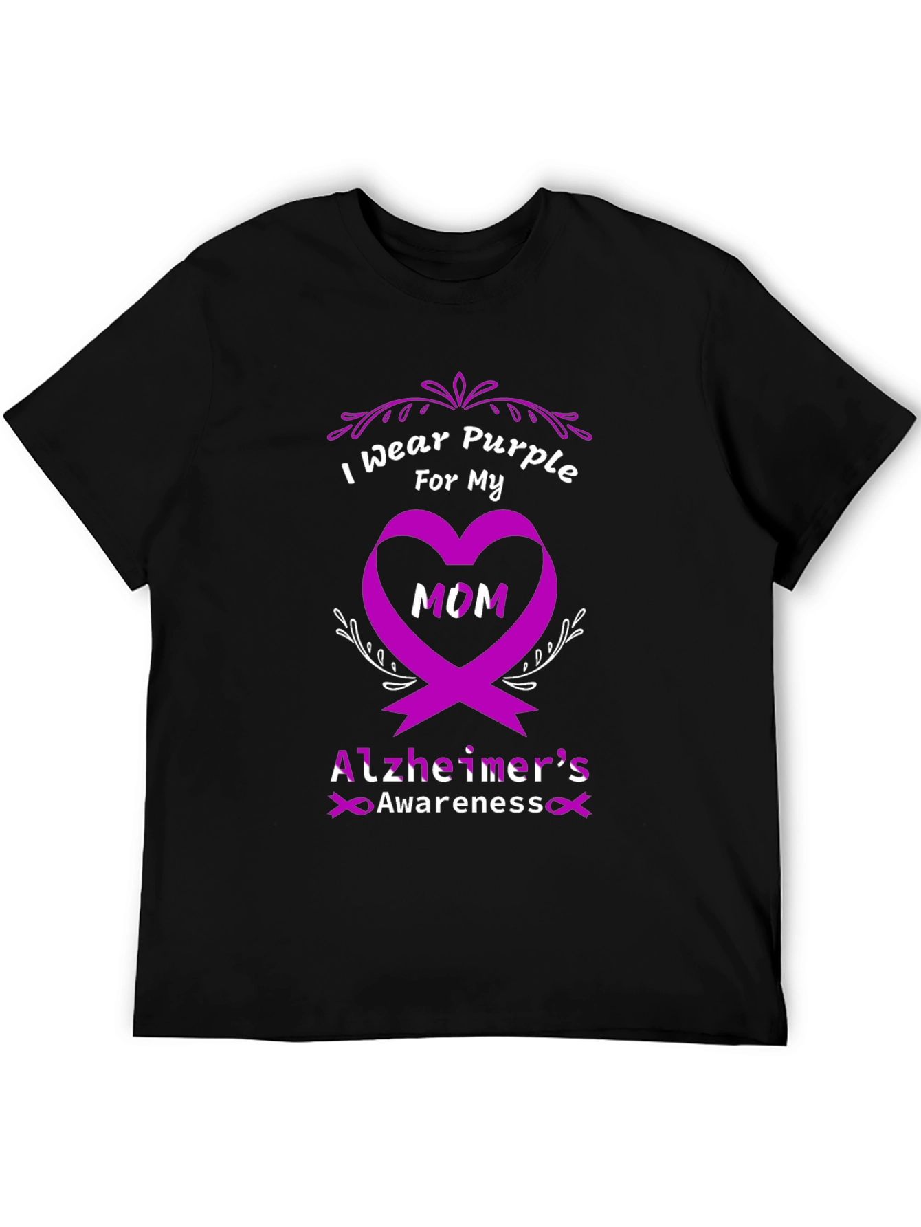 Purple Alzheimers Awareness T-Shirt - I Wear Purple For My Mom