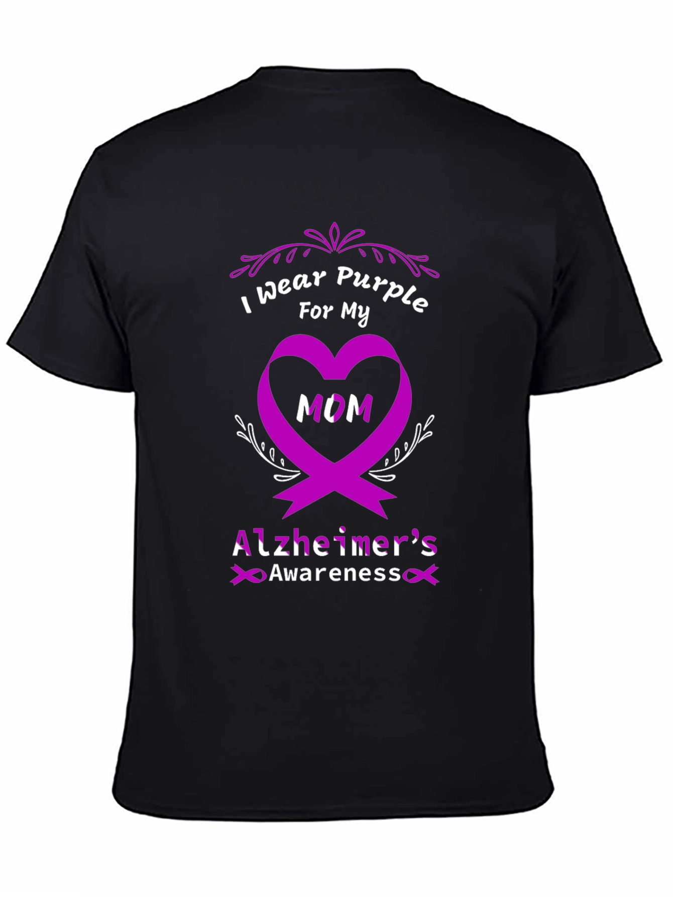 Purple Alzheimers Awareness T-Shirt - I Wear Purple For My Mom