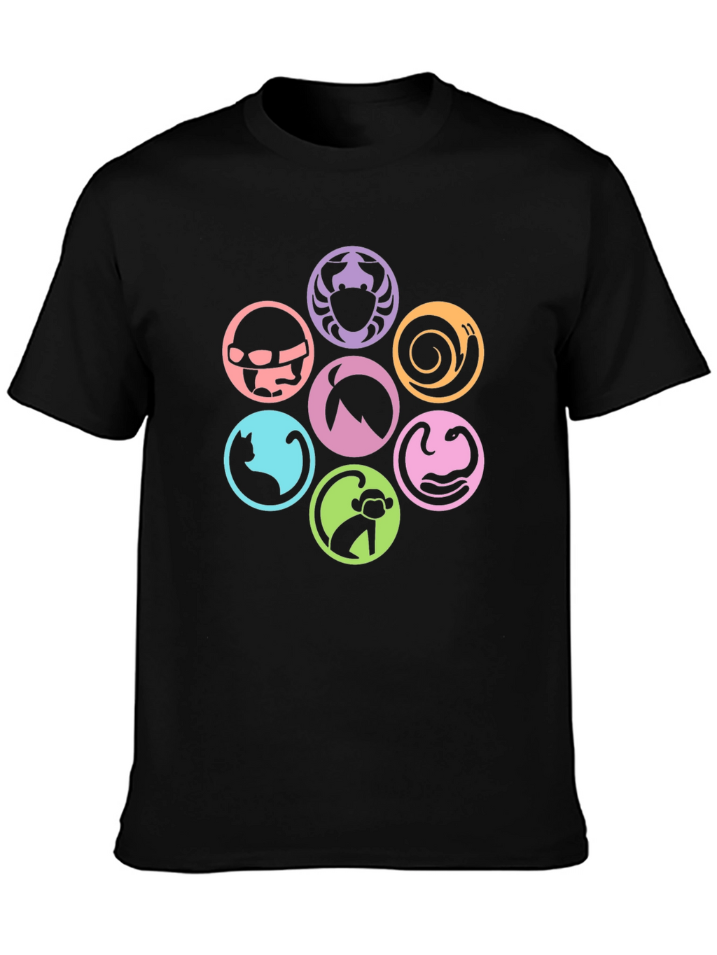 Symbol Circle Graphic Print Black T-Shirt