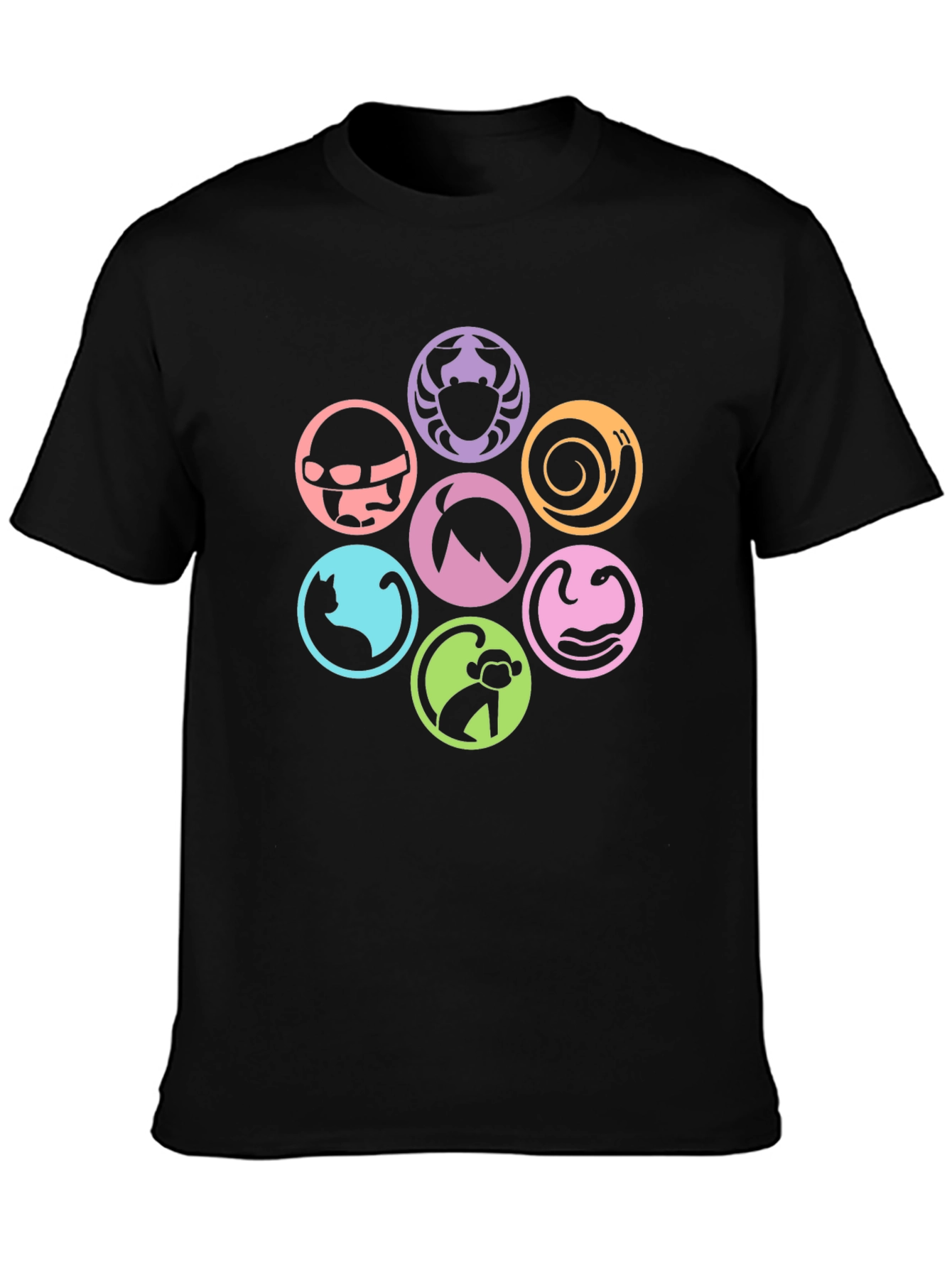 Symbol Circle Graphic Print Black T-Shirt