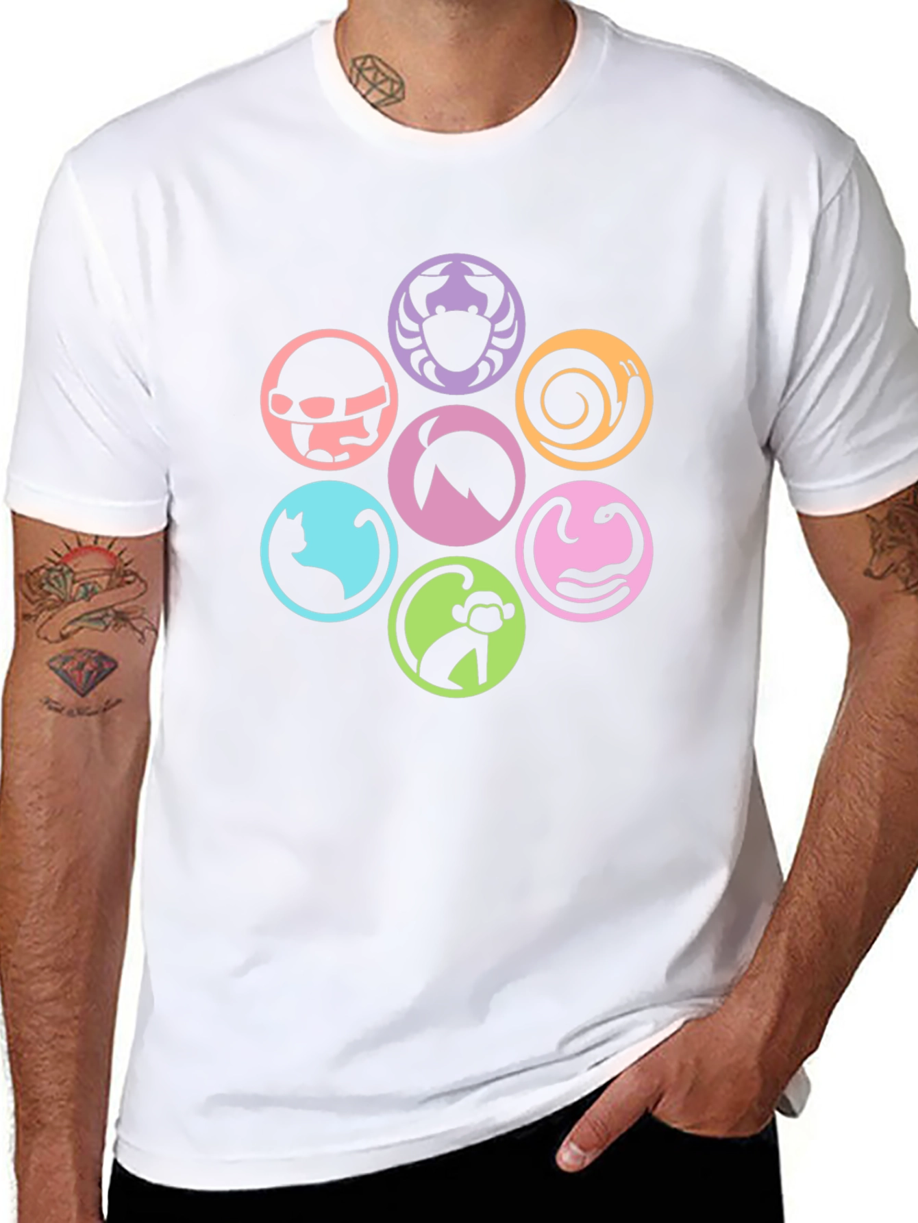 Symbol Circle Graphic Print Black T-Shirt
