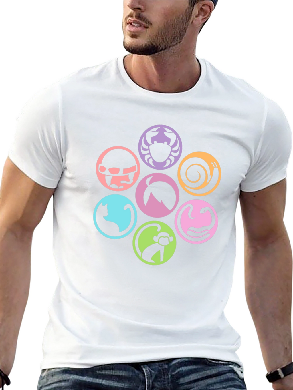 Symbol Circle Graphic Print Black T-Shirt