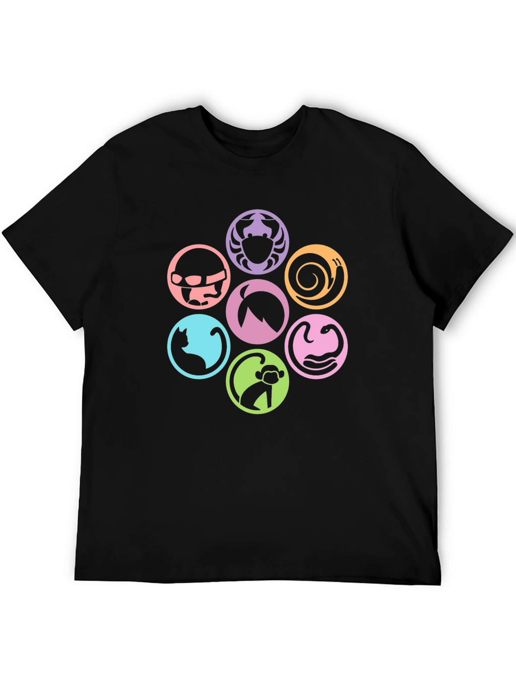 Symbol Circle Graphic Print Black T-Shirt