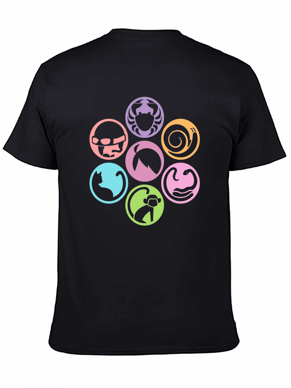 Symbol Circle Graphic Print Black T-Shirt