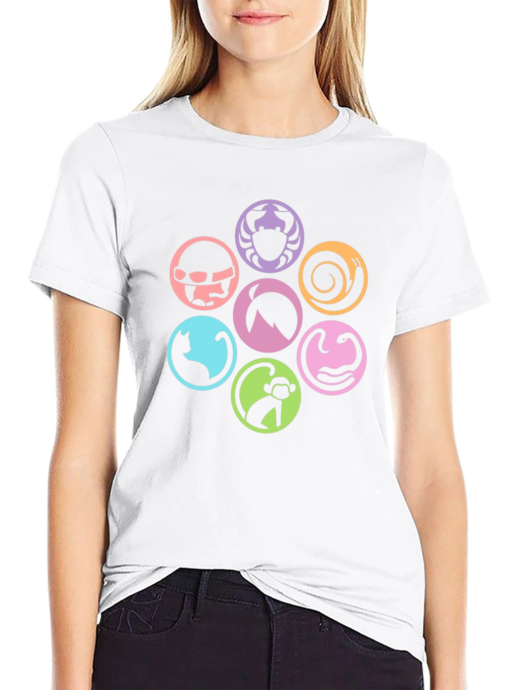 Symbol Circle Graphic Print Black T-Shirt
