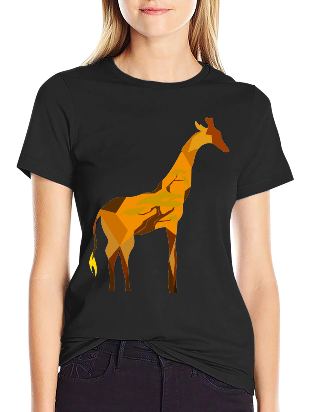 Geometric Giraffe Graphic Tee - Modern Mens T-Shirt