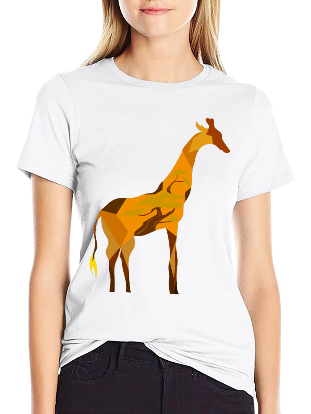 Geometric Giraffe Graphic Tee - Modern Mens T-Shirt