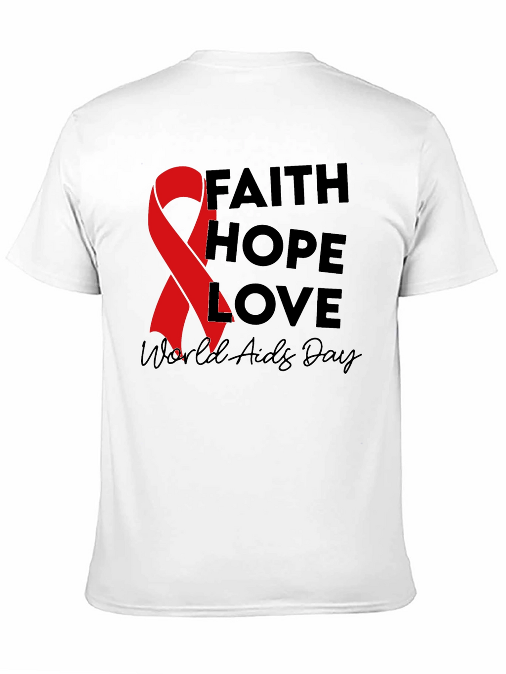 Faith Hope Love AIDS Awareness Black T-Shirt