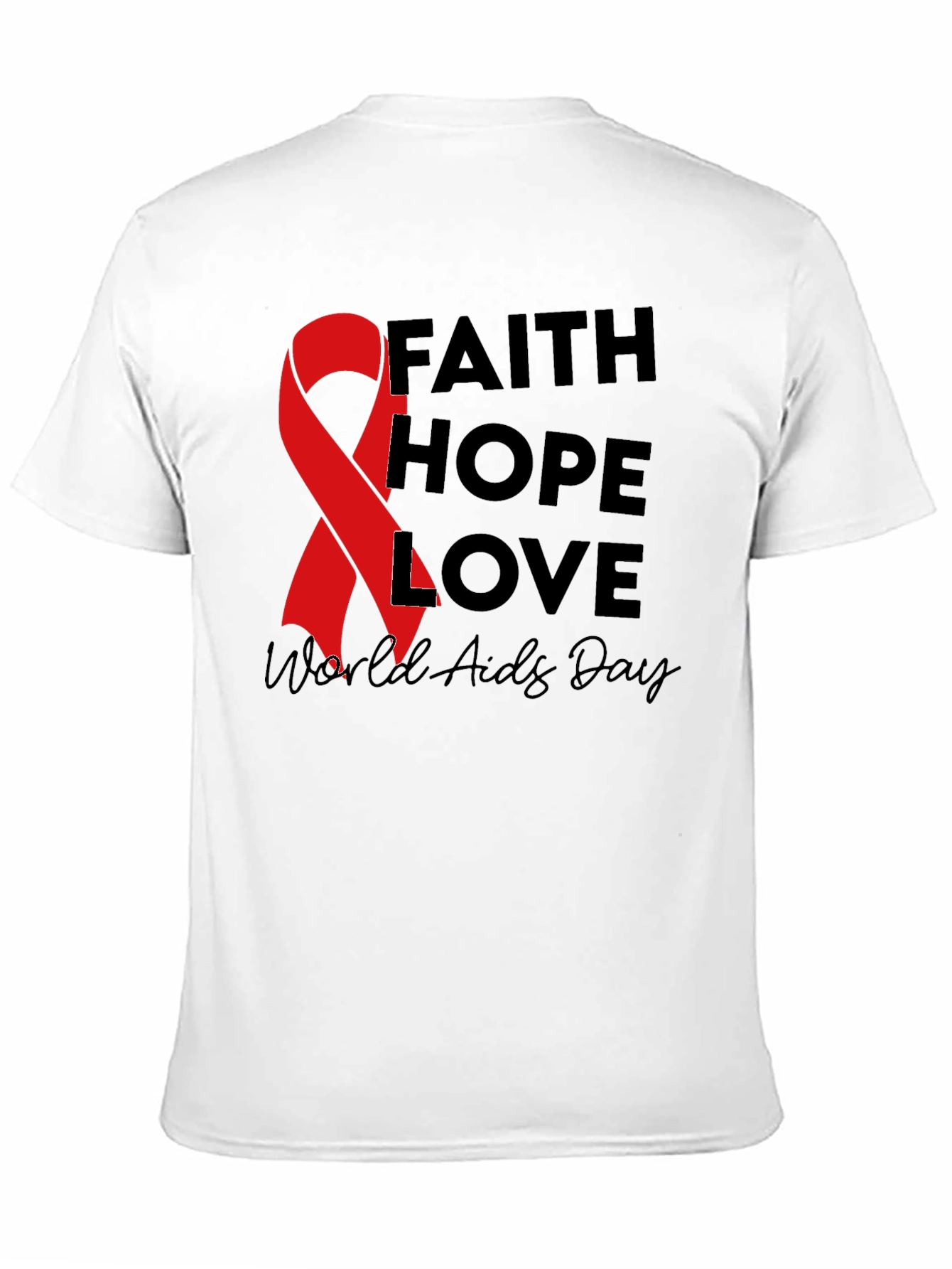Faith Hope Love AIDS Awareness Black T-Shirt