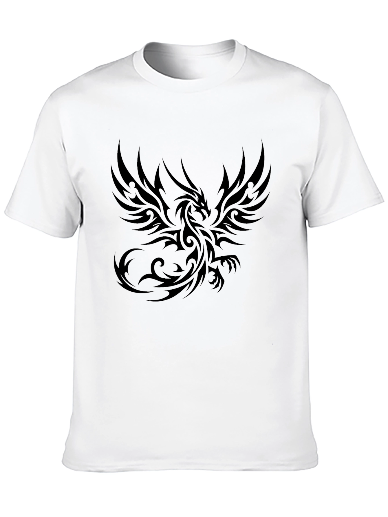 Black Dragon Print Crew Neck T-Shirt