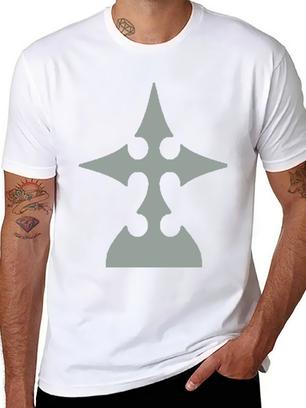 Mens Black T-Shirt with Gray Emblem