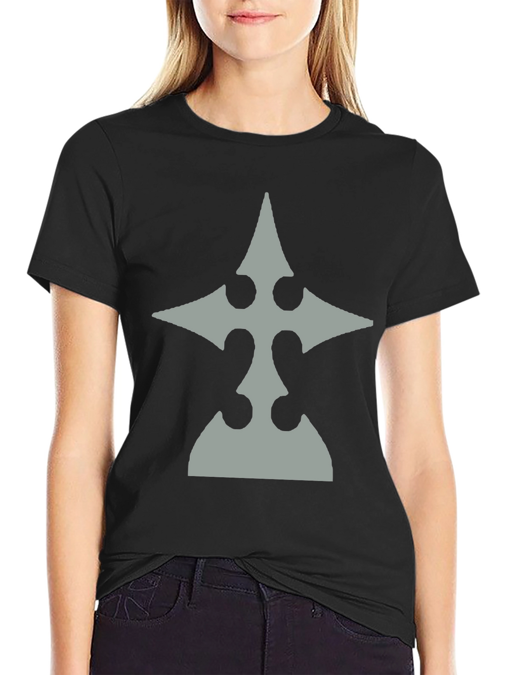 Mens Black T-Shirt with Gray Emblem