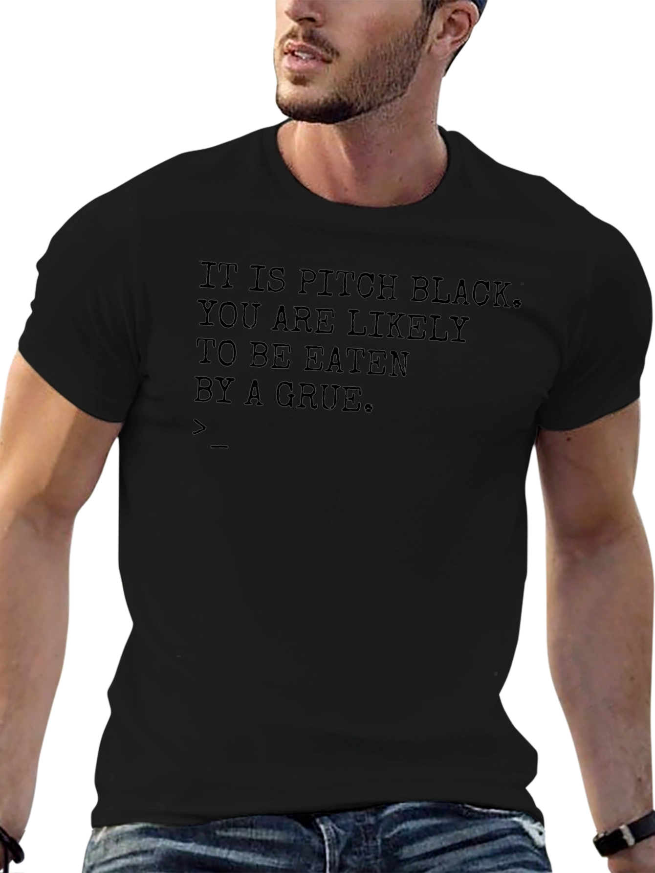 Pitch Black Grue Graphic Tee - Retro Gamer Shirt