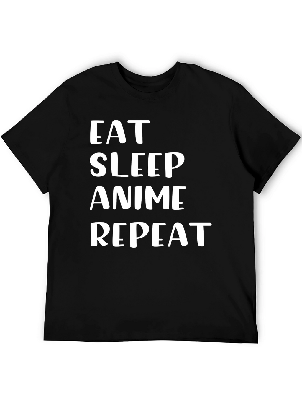 Eat Sleep Anime Repeat Black Graphic T-Shirt