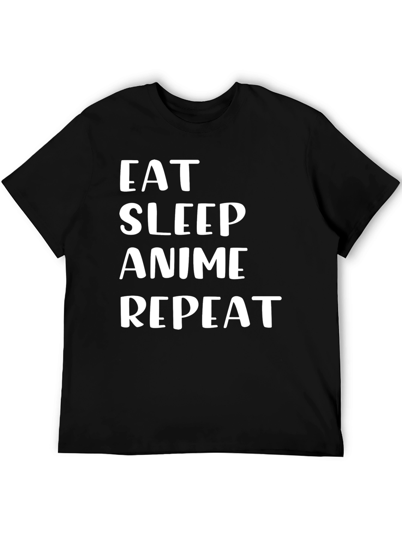 Eat Sleep Anime Repeat Black Graphic T-Shirt