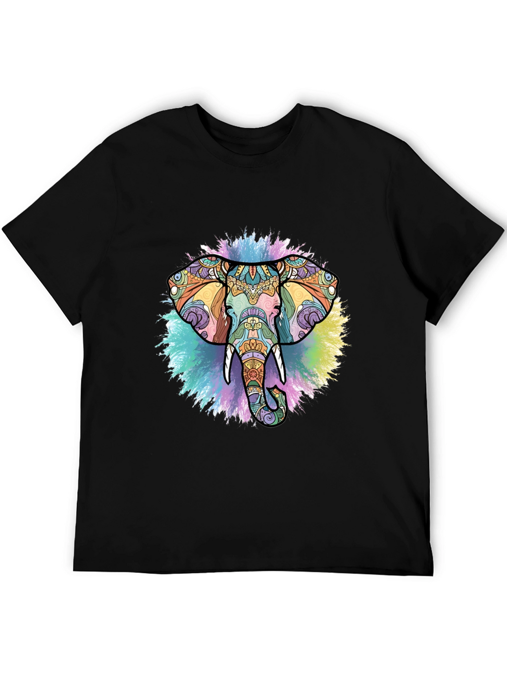Elephant Mandala Graphic Black T-Shirt