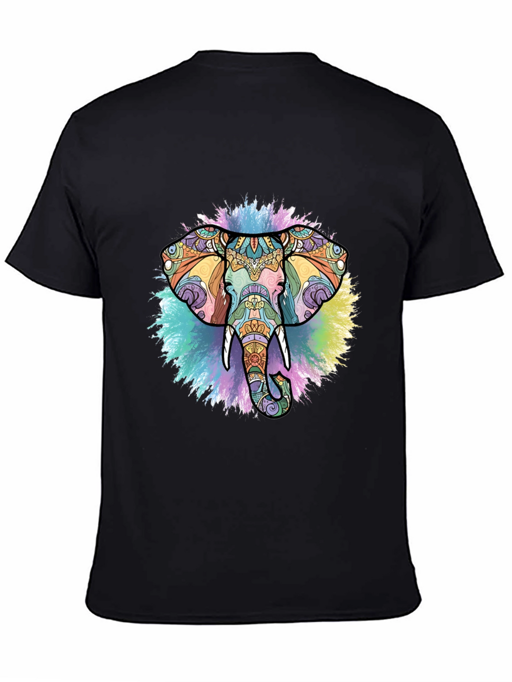 Elephant Mandala Graphic Black T-Shirt