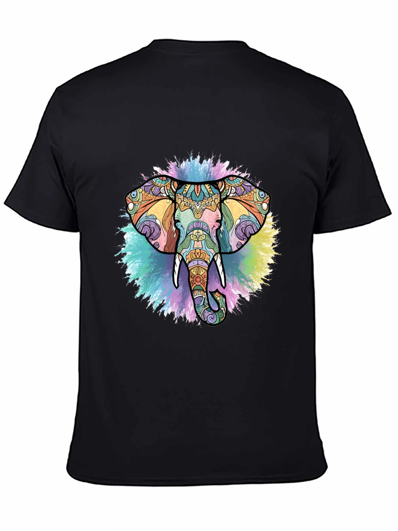 Elephant Mandala Graphic Black T-Shirt
