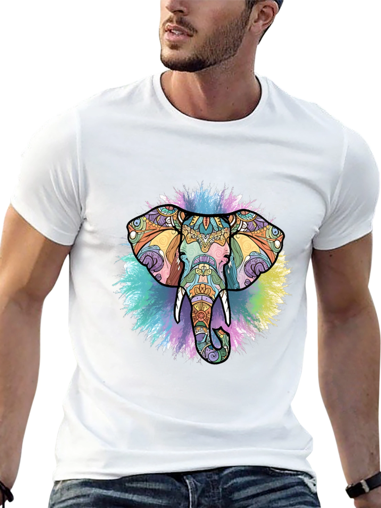 Elephant Mandala Graphic Black T-Shirt