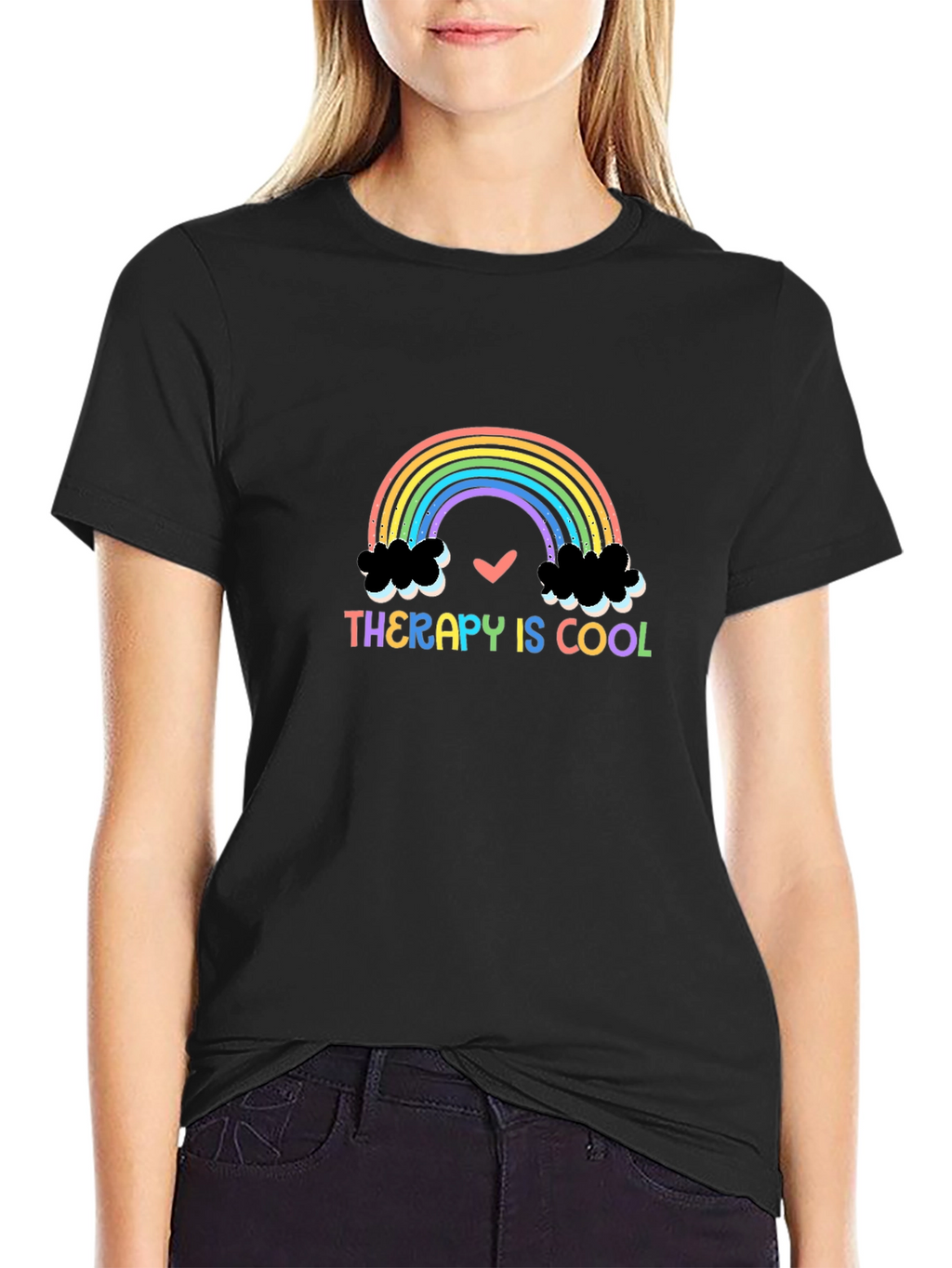 Therapy Is Cool Rainbow Graphic T-Shirt