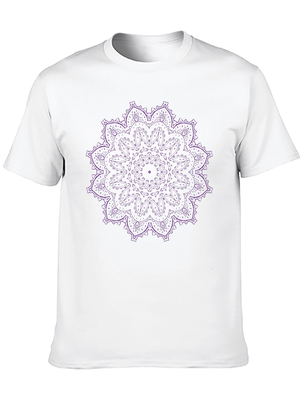 Black T-Shirt with Purple Mandala Design