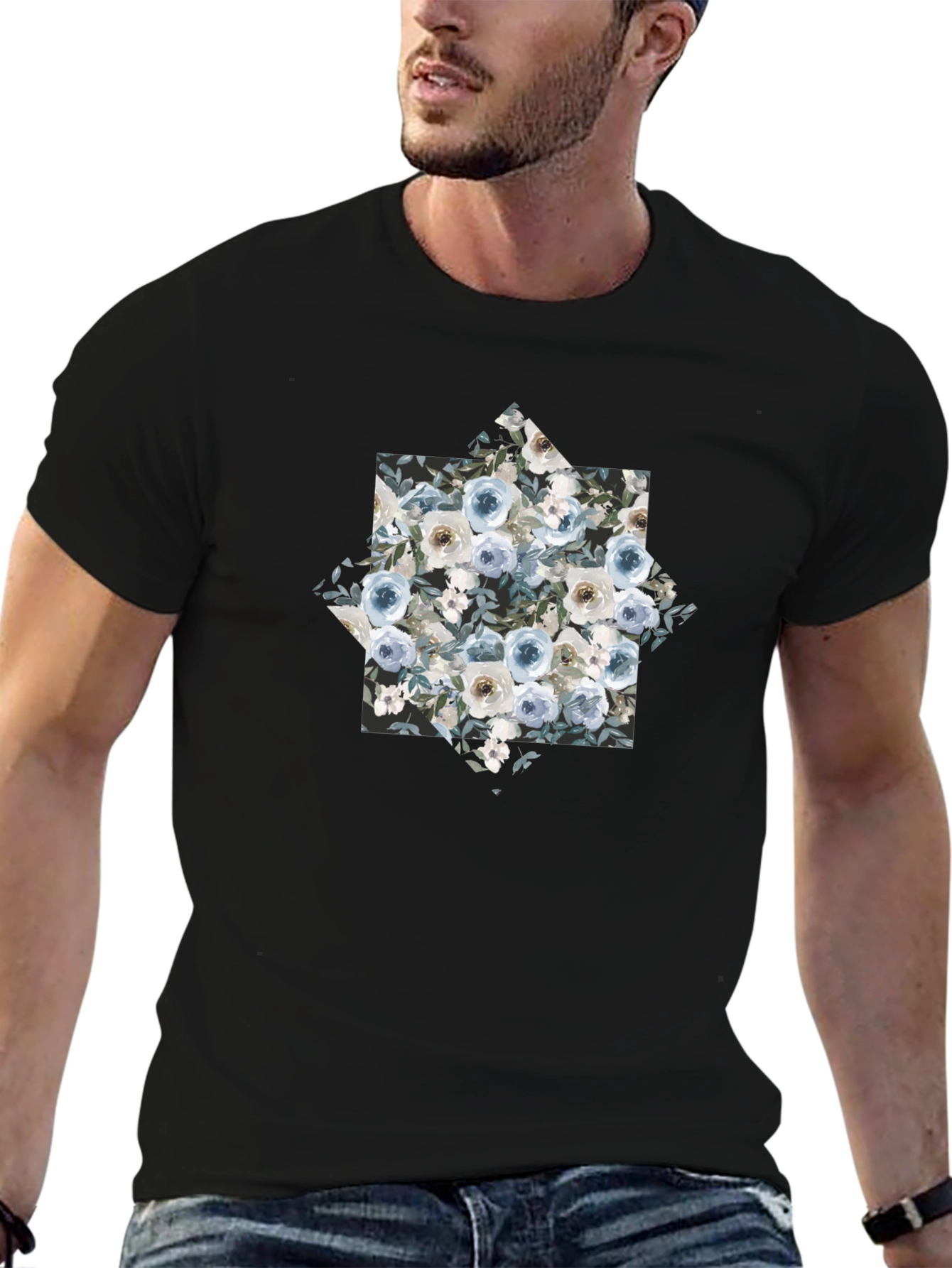 Floral Graphic Black T-Shirt