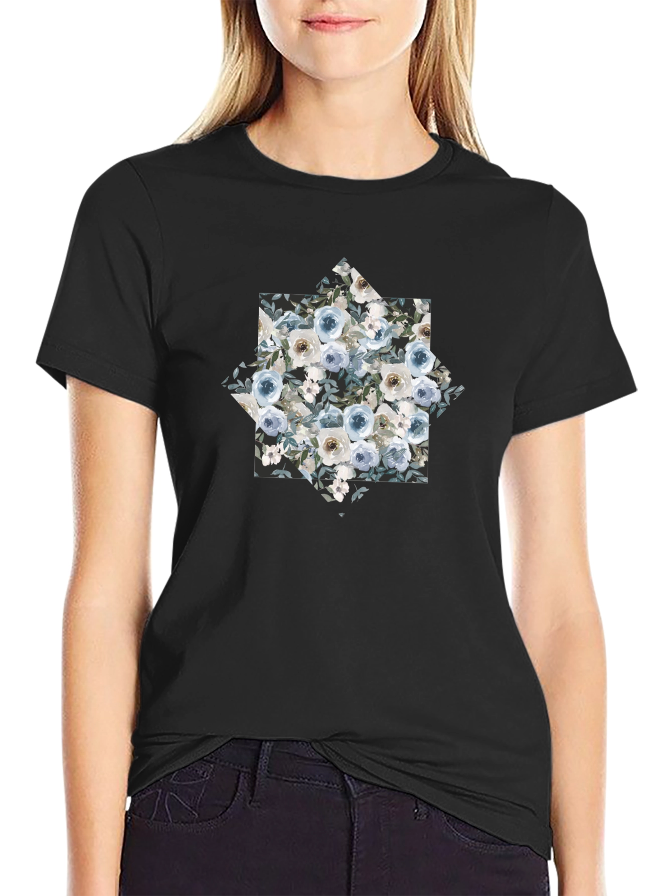 Floral Graphic Black T-Shirt