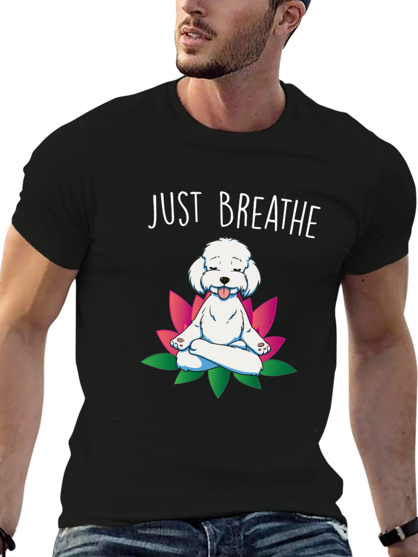 Just Breathe Dog Meditation T-Shirt