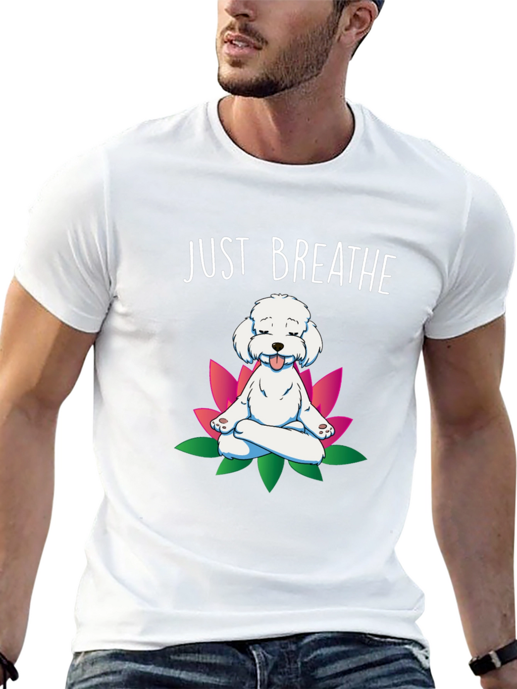 Just Breathe Dog Meditation T-Shirt