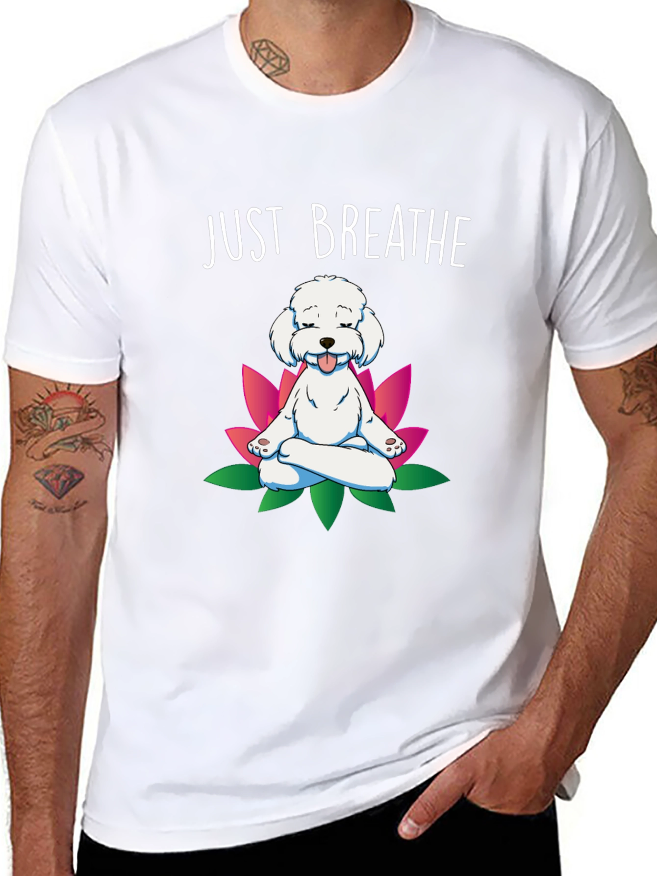 Just Breathe Dog Meditation T-Shirt