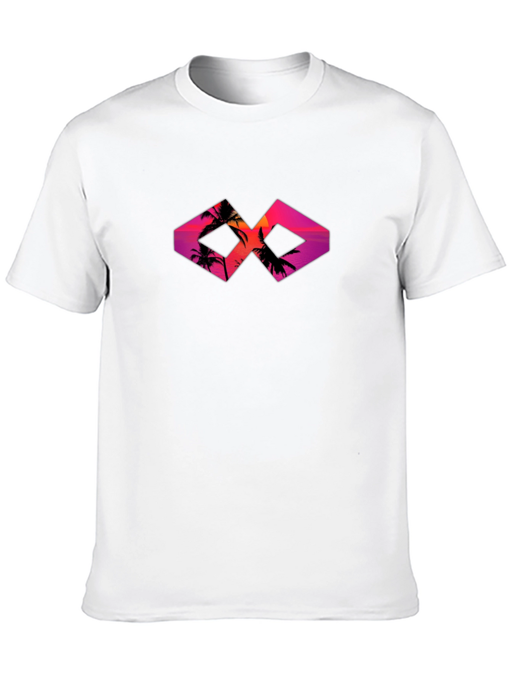 Sunset Palm Tree Graphic Tee - Black Cotton T-Shirt
