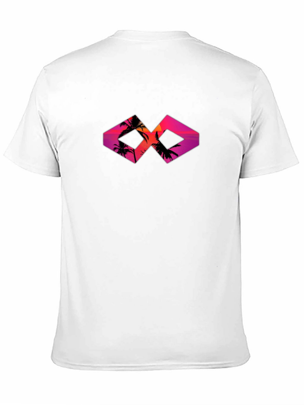 Sunset Palm Tree Graphic Tee - Black Cotton T-Shirt