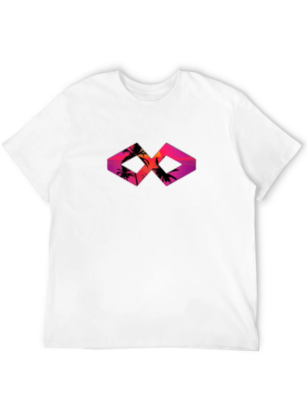 Sunset Palm Tree Graphic Tee - Black Cotton T-Shirt