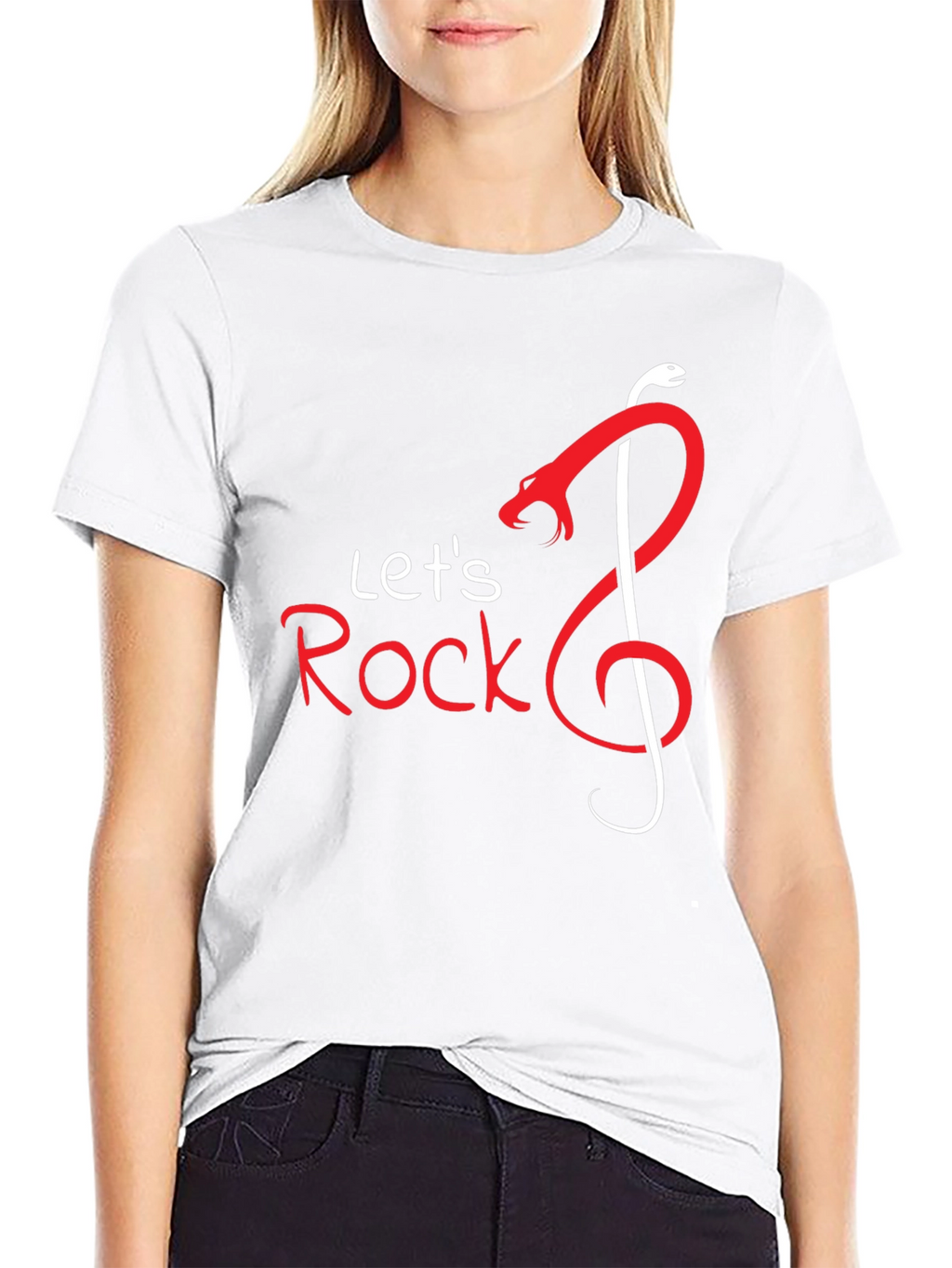 Lets Rock Snake Music Note Graphic T-Shirt