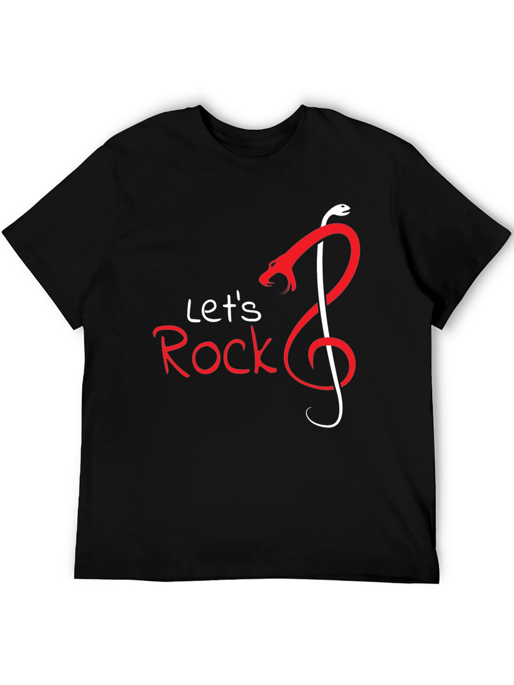 Lets Rock Snake Music Note Graphic T-Shirt