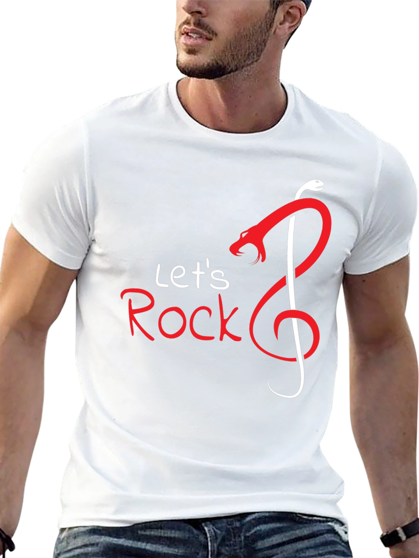 Lets Rock Snake Music Note Graphic T-Shirt