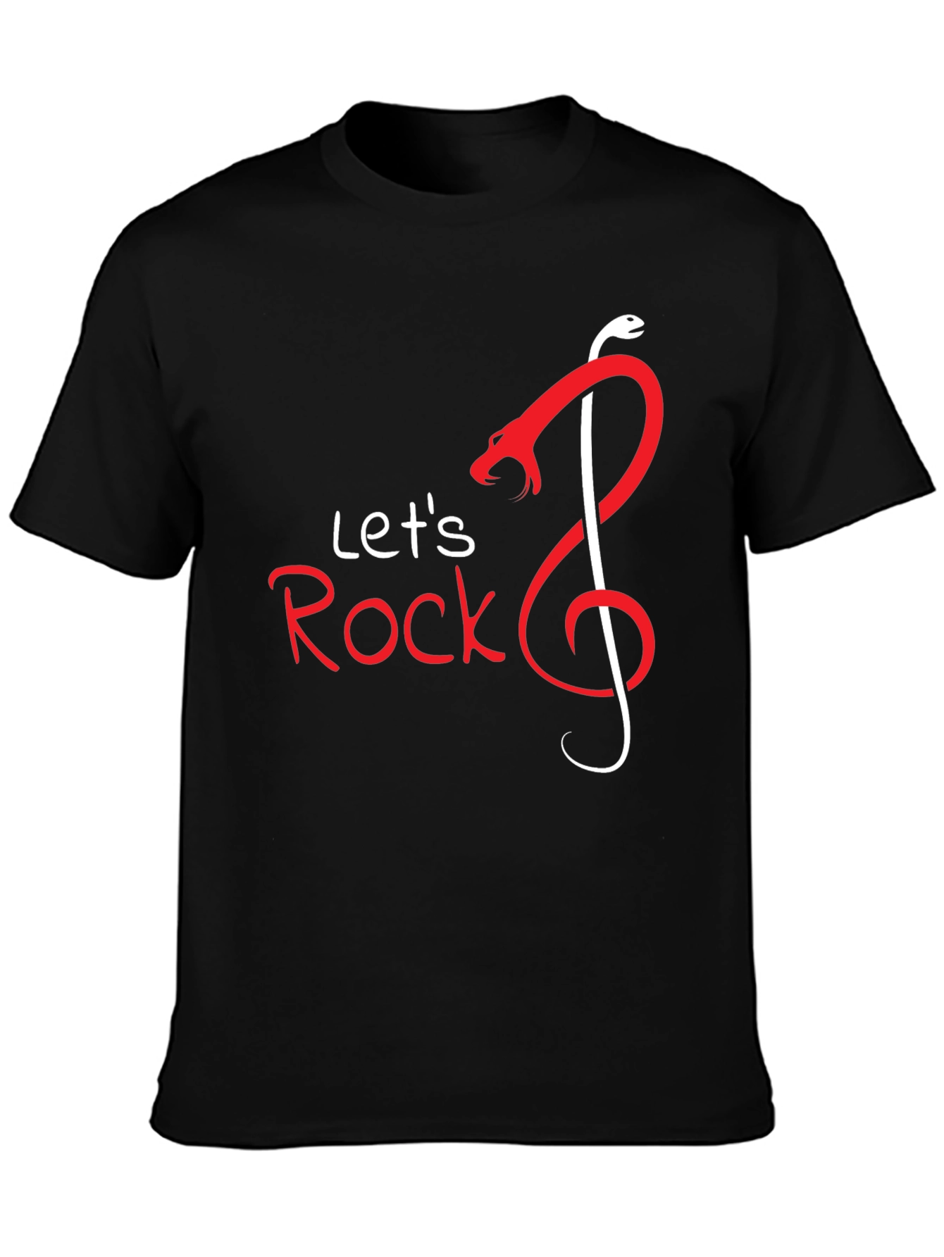 Lets Rock Snake Music Note Graphic T-Shirt